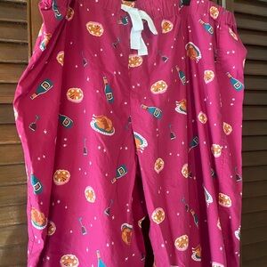 J. Crew women’s ' Hot Pink Pajama Pants with Pie & Bottle Print